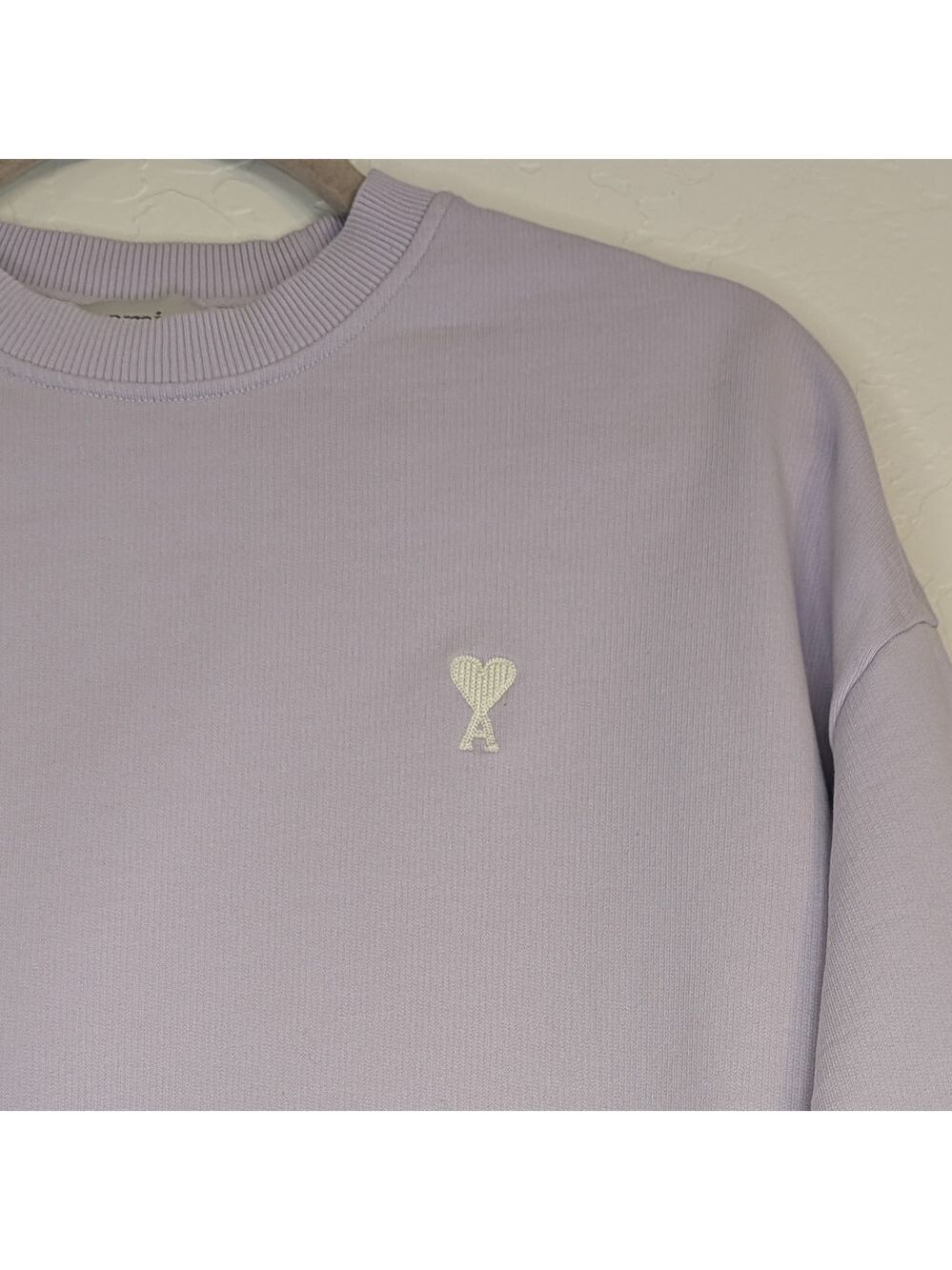 Ami Paris Ami De Cœur Cotton Sweatshirt Lilac Drawstring Waist - Picture 6 of 11